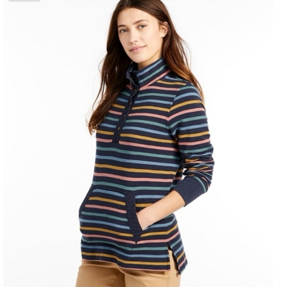 L.L. Bean Striped Sweatshirt - Navy, Pink, Yellow, Blue